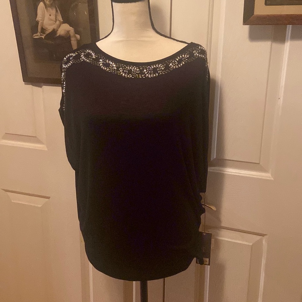 JENNIFER LOPEZ NWT Size XS 100% Rayon Embellished Top